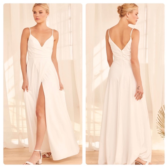 Lulus Bridal Choose Your Love White Surplice Sleeveless Maxi Dress - Picture 3 of 14